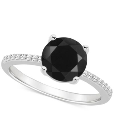 Кольцо с ониксом и бриллиантом (1/10 ct. t.w.) Solitaire из стерлингового серебра