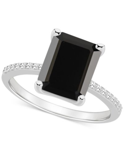 Кольцо Statement с изумрудной огранкой Onyx & Diamond (1/10 ct. t.w.) из стерлингового серебра