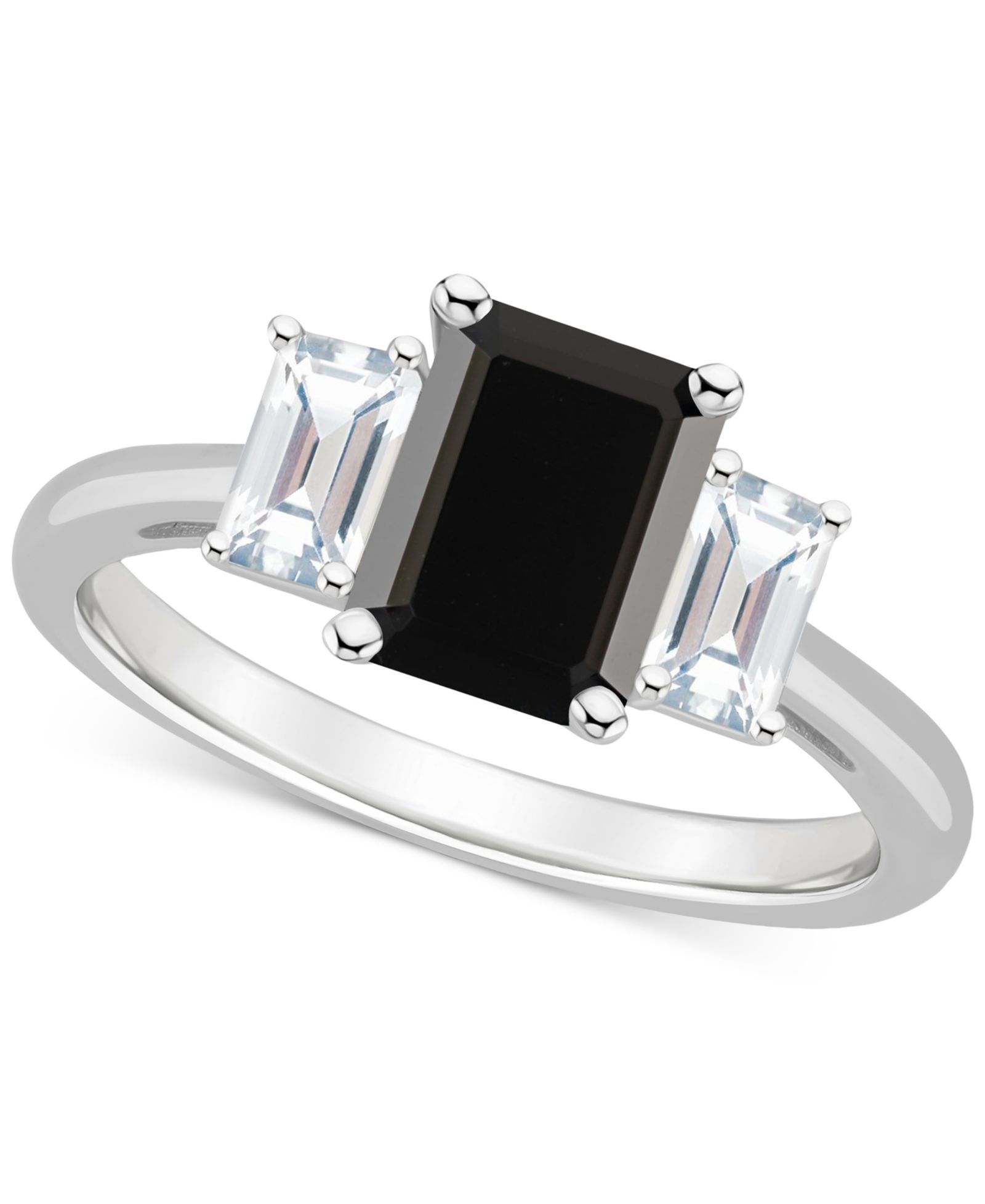 Кольцо с ониксом и белым топазом (3/4 ct. t.w.) Emerald-Cut из стерлингового серебра