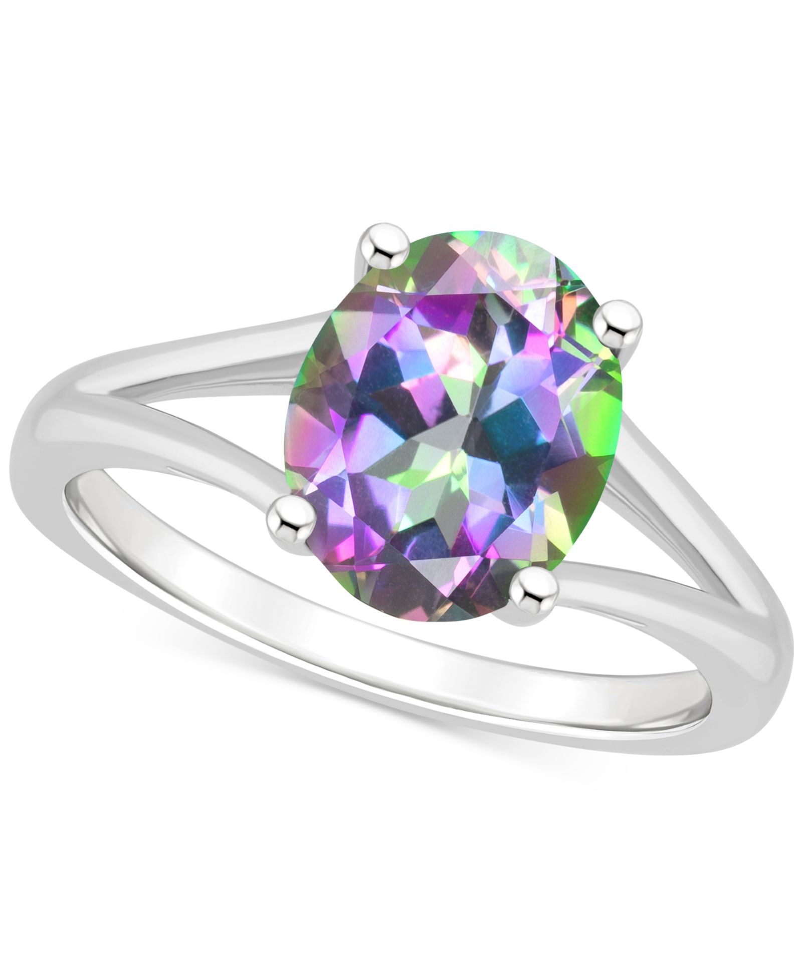 Кольцо с мистическим топазом (овальный split shank solitaire, 3-5/8 ct. t.w.) из стерлингового серебра (также доступно с розовым топазом)
