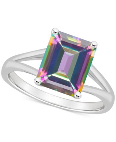 Mystic Topaz кольцо с половинчатым оправом из стерлингового серебра