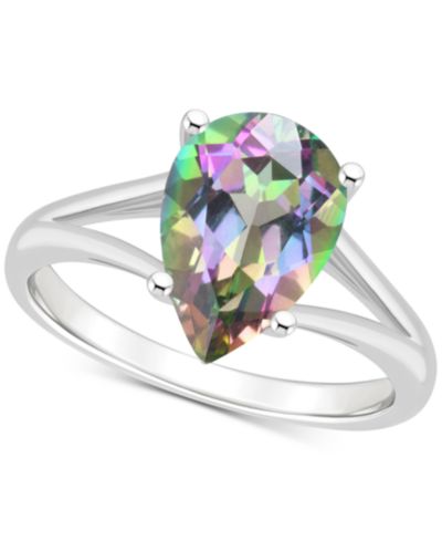 Кольцо Mystic Topaz Pear Split Shank Solitaire в Sterling Silver
