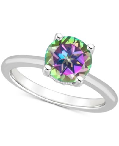 Кольцо с солитером Mystic Topaz в серебряной оправе