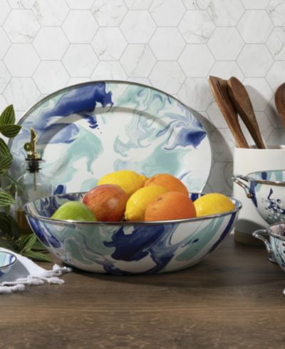 Golden Rabbit Lagoon Enameled Steel Oval Serving Platter