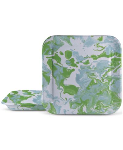 Golden Rabbit  Modern Monet Square Trays, Set of 2