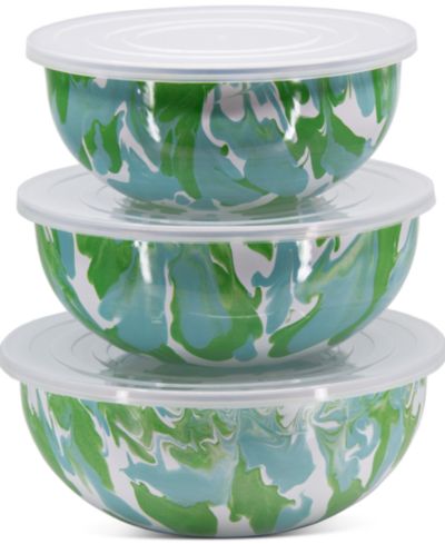 Golden Rabbit Modern Monet Mixing Bowls with Lids, Set of 3