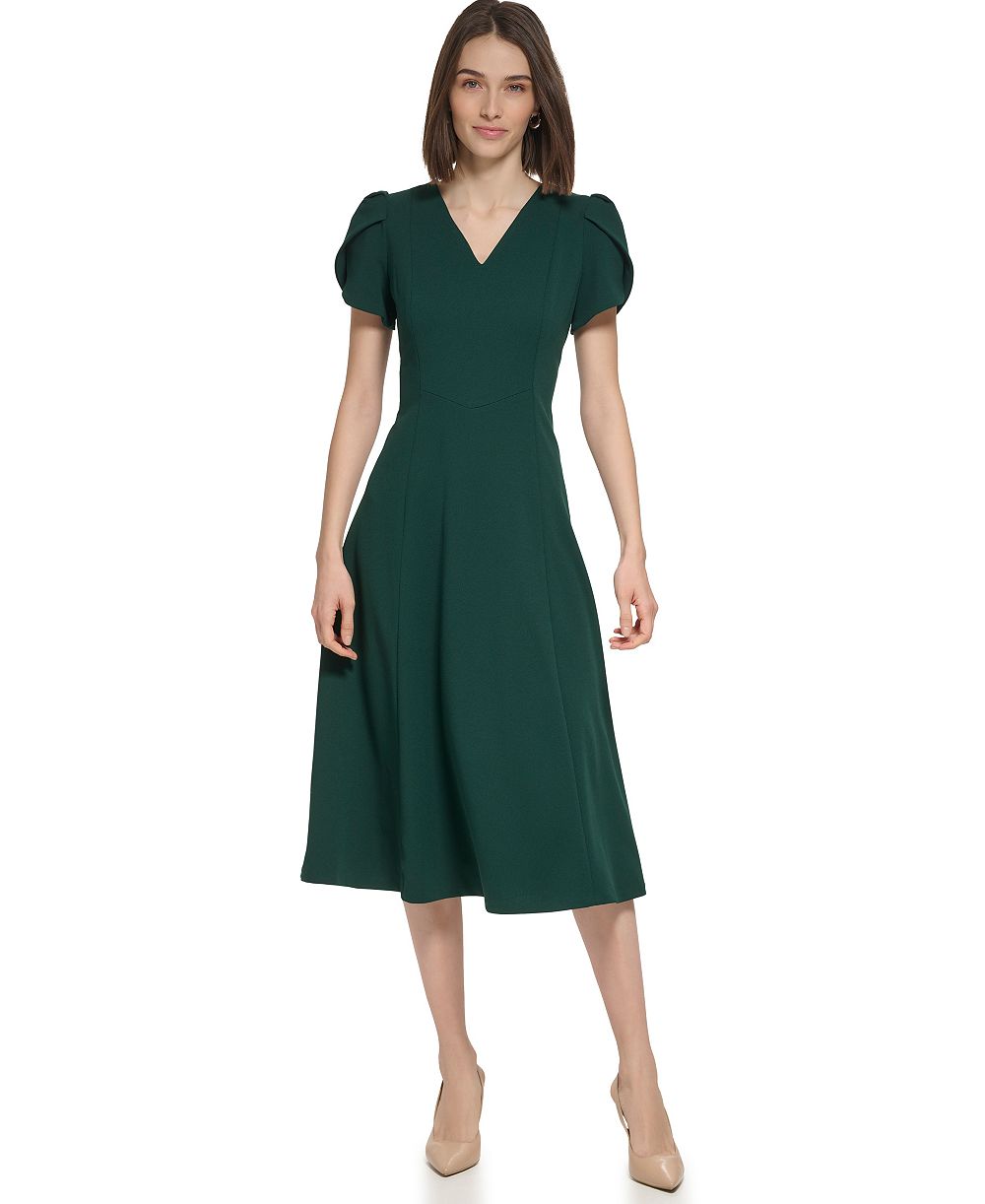 Женское платье Calvin Klein V-Neck Tulip-Sleeve