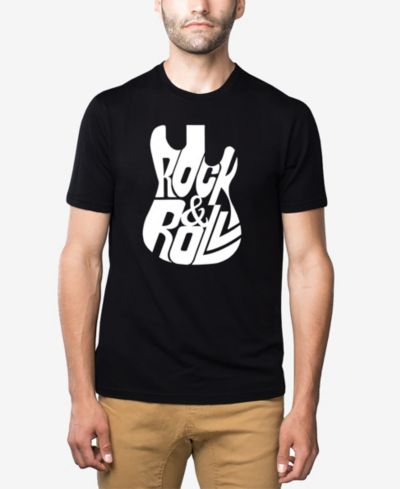 LA Pop Art Men's Cotton/Poly Blend Word Art T-Shirt - Rock & Roll Guitar