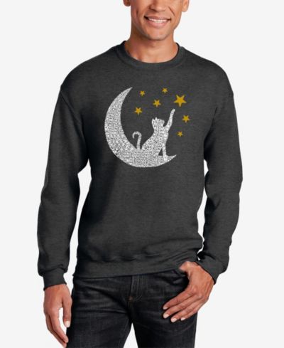 LA Pop Art Cat Moon - Men's Word Art Crewneck Sweatshirt