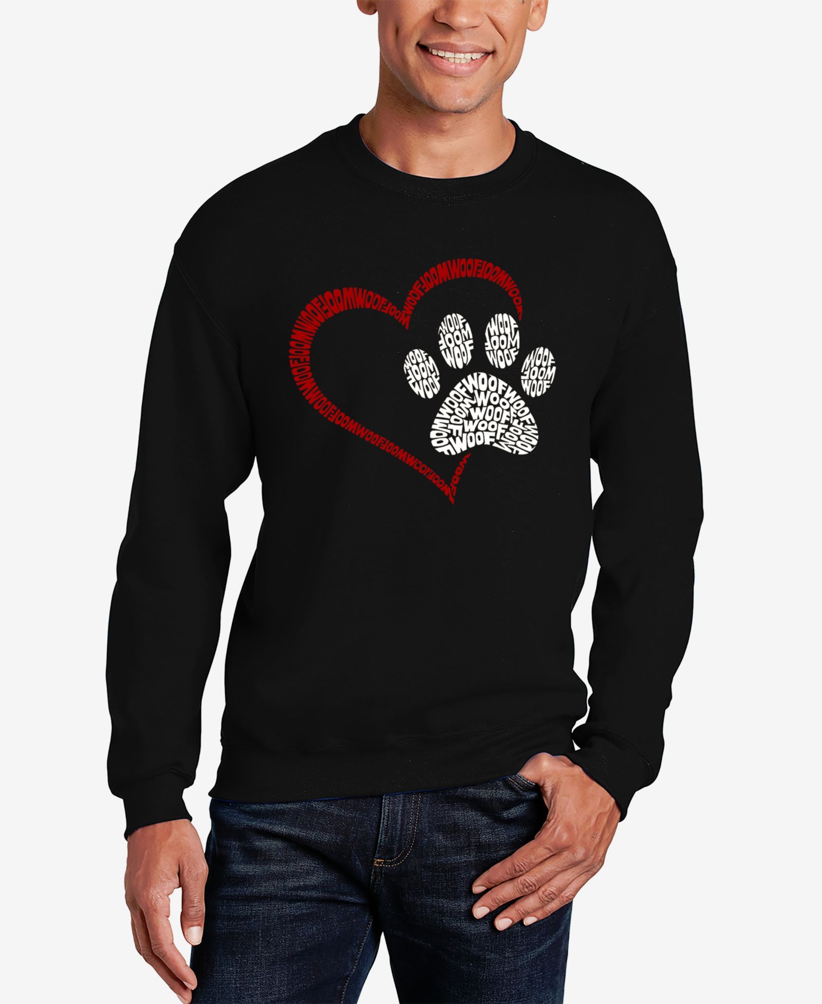 LA Pop Art Paw Heart - Men's Word Art Crewneck Sweatshirt