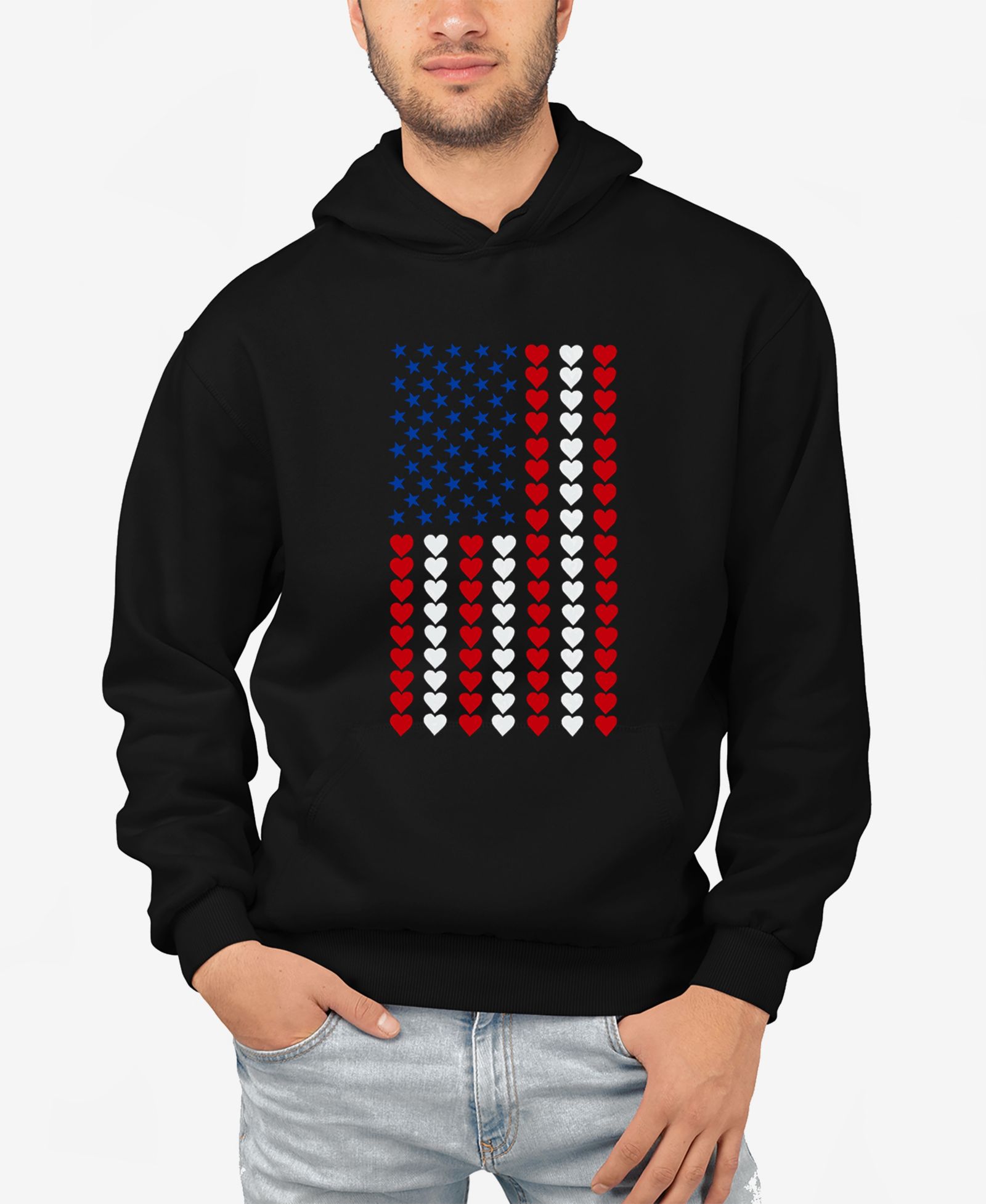 Мужской худи LA Pop Art Heart Flag Word Art