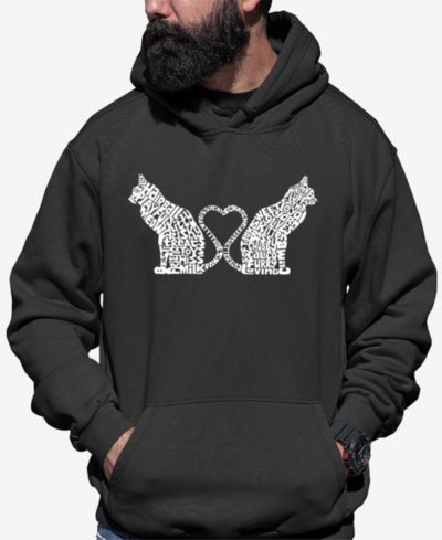 LA Pop Art Cat Tail Hearts - Men's Word Art Hooded Sweatshirt