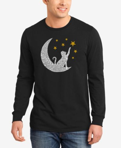 LA Pop Art Мужская футболка с длинным рукавом Cat Moon
