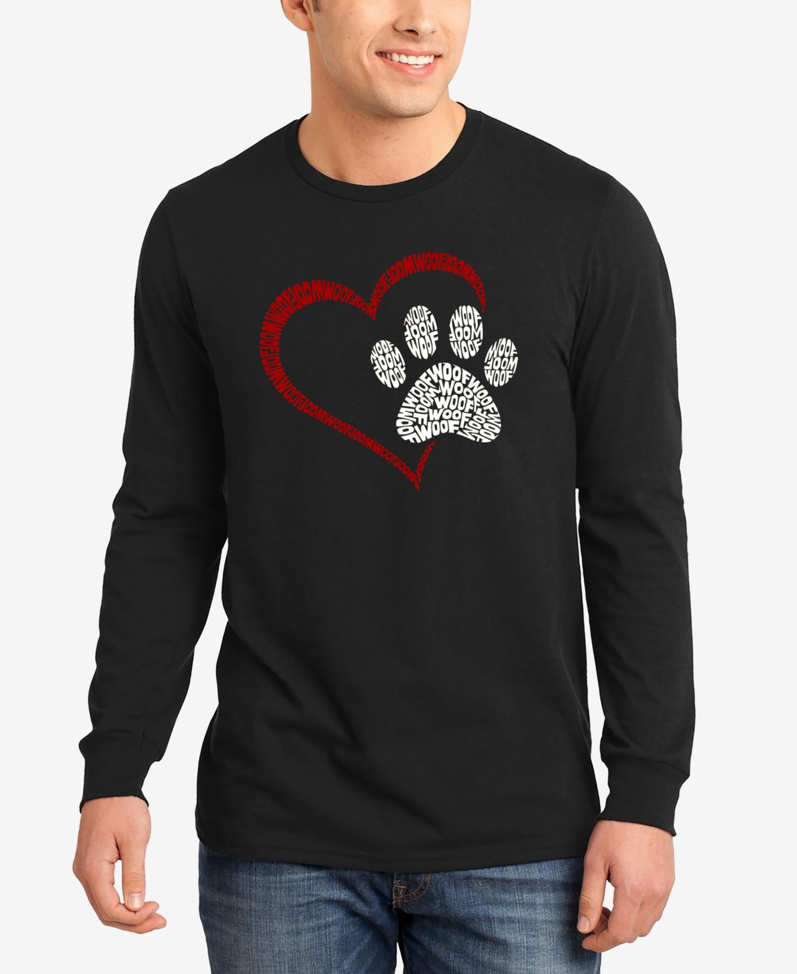 Мужская футболка LA Pop Art Paw Heart Long Sleeve