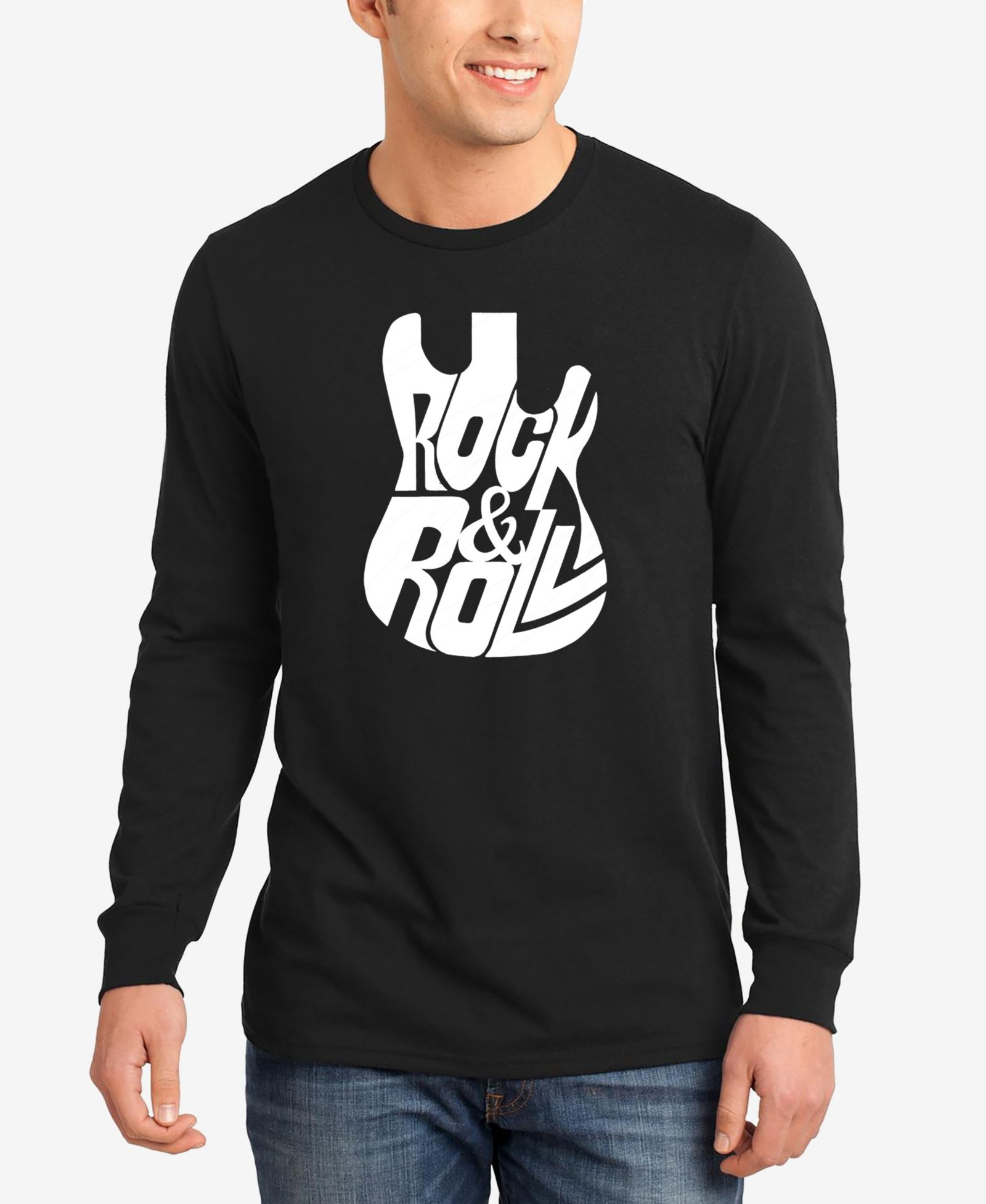 Мужская футболка LA Pop Art Rock And Roll Guitar с длинным рукавом и принтом