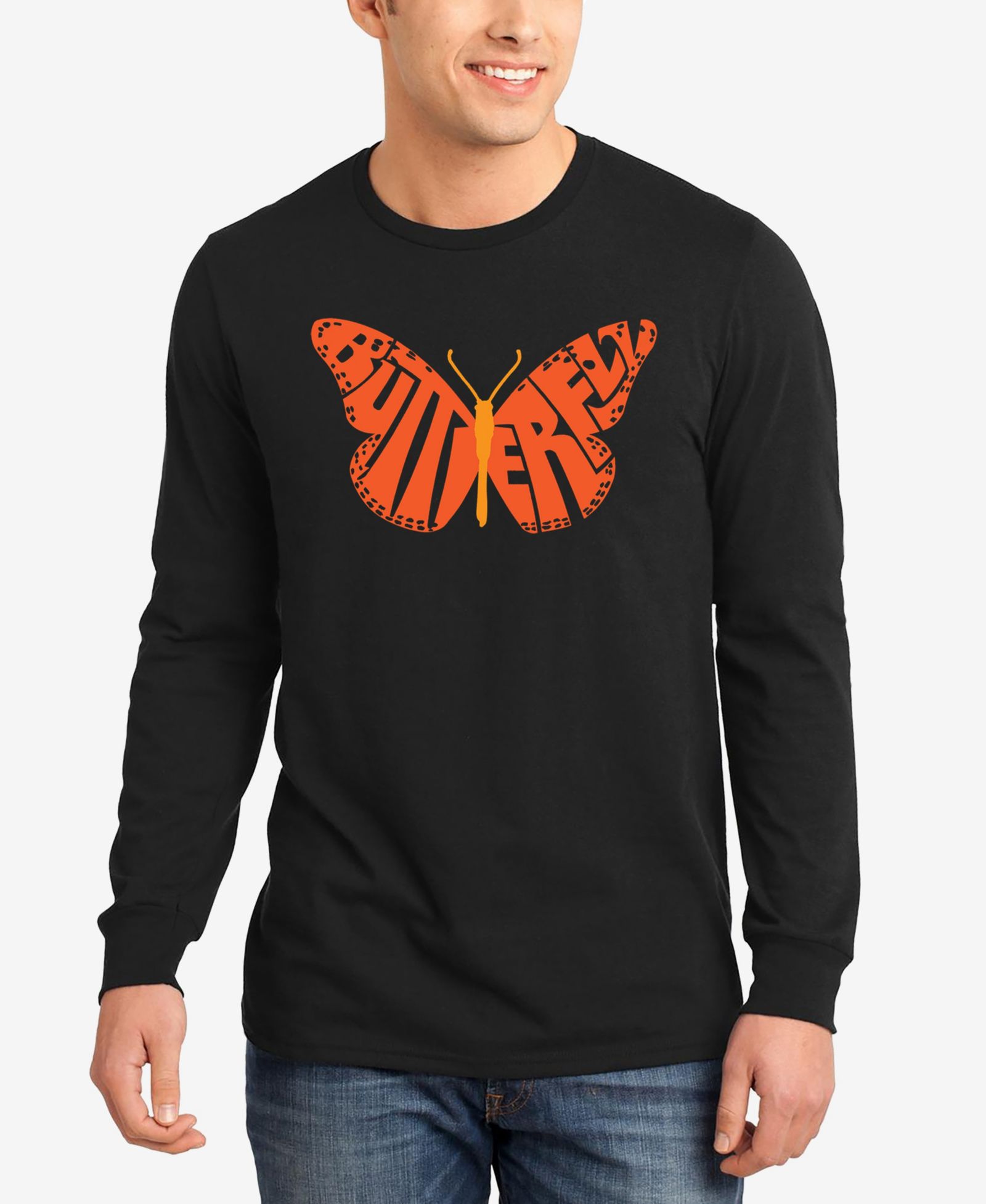 LA Pop Art Butterfly Мужская T-shirt Long Sleeve Word Art