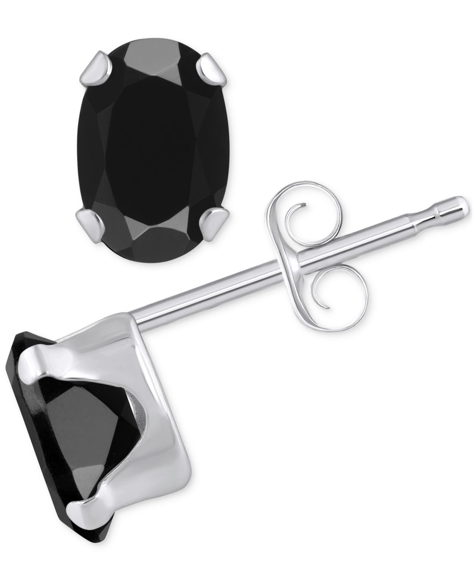 Серьги-гвоздики Onyx Oval Solitaire Four Prong в 14k Gold