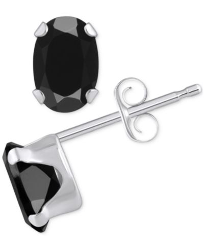 Onyx Oval Solitaire Four Prong Stud Earrings in 14k Gold
