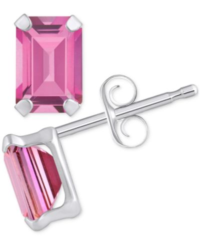 Pink Topaz Emerald-Cut Solitaire Stud Earrings (1-3/8 ct. t.w.) in 10k Gold