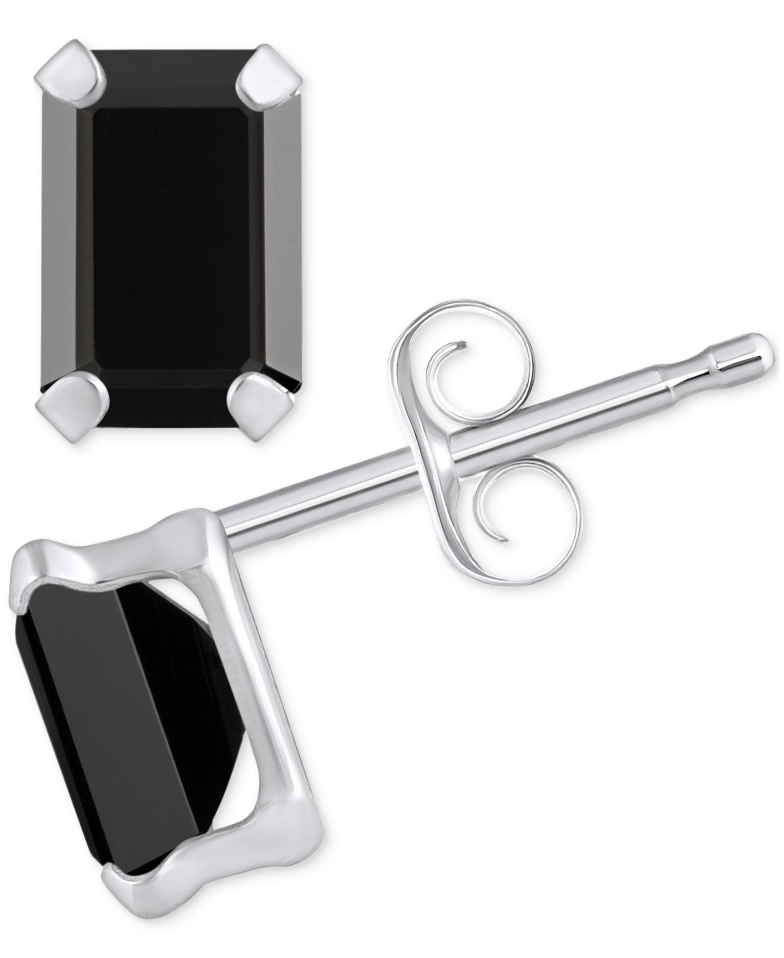 Onyx Emerald-Cut Solitaire Stud Earrings in 10k Gold