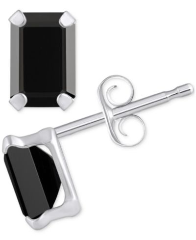Onyx Emerald-Cut Solitaire Stud Earrings in 10k Gold