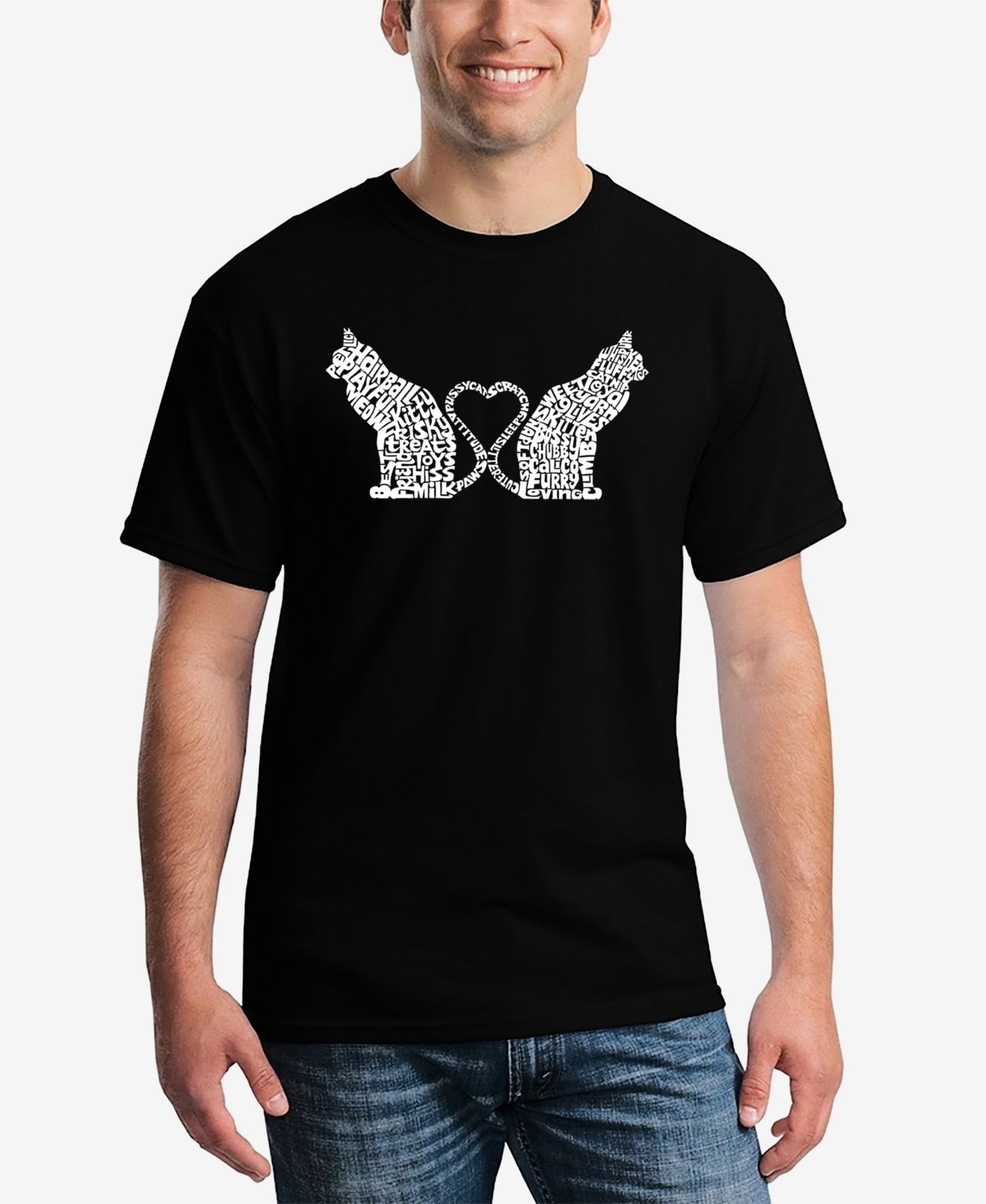LA Pop Art Cat Tail Hearts - Men's Word Art T-Shirt