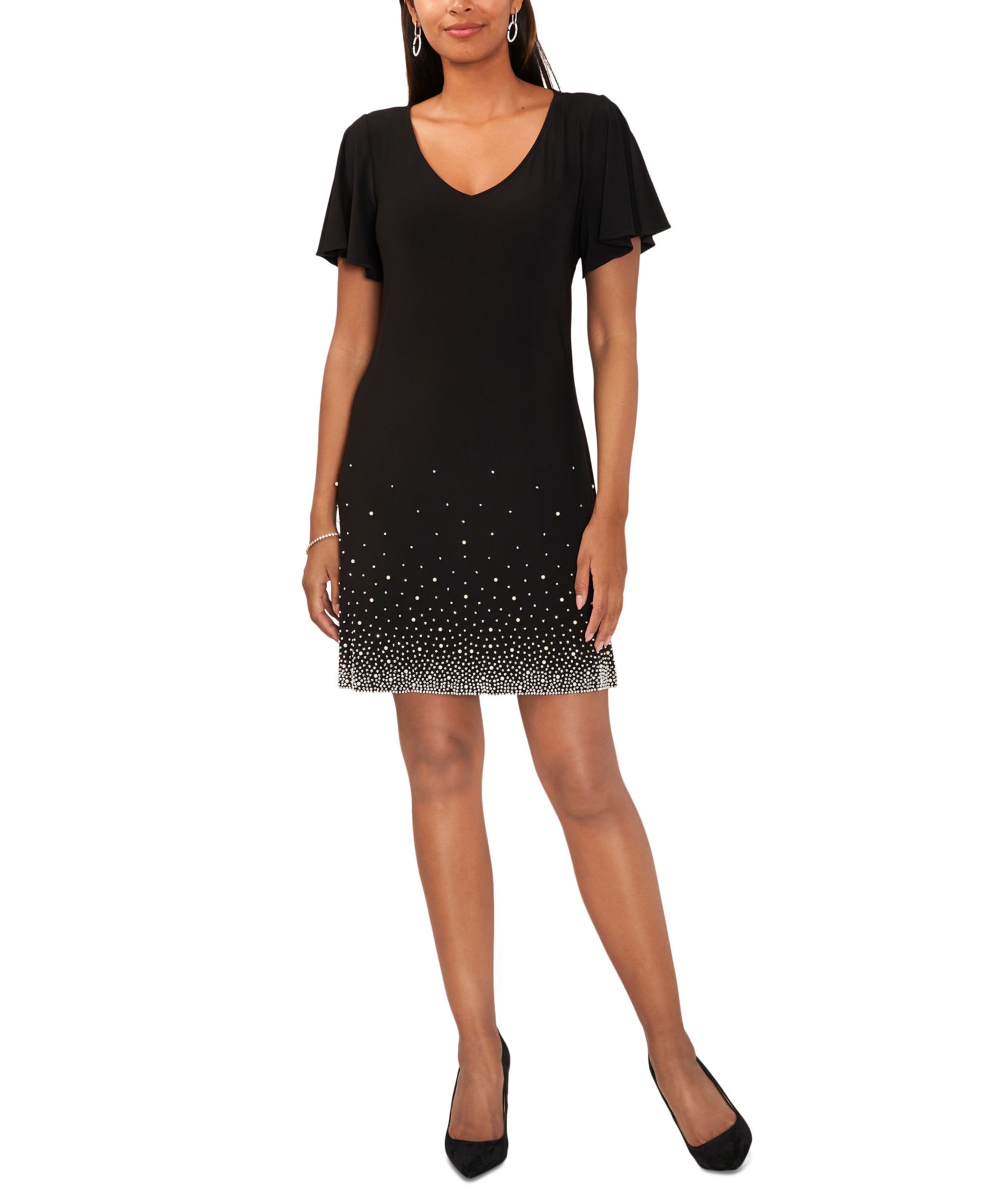 Платье MSK Women's V-Neck с декорированным подолом