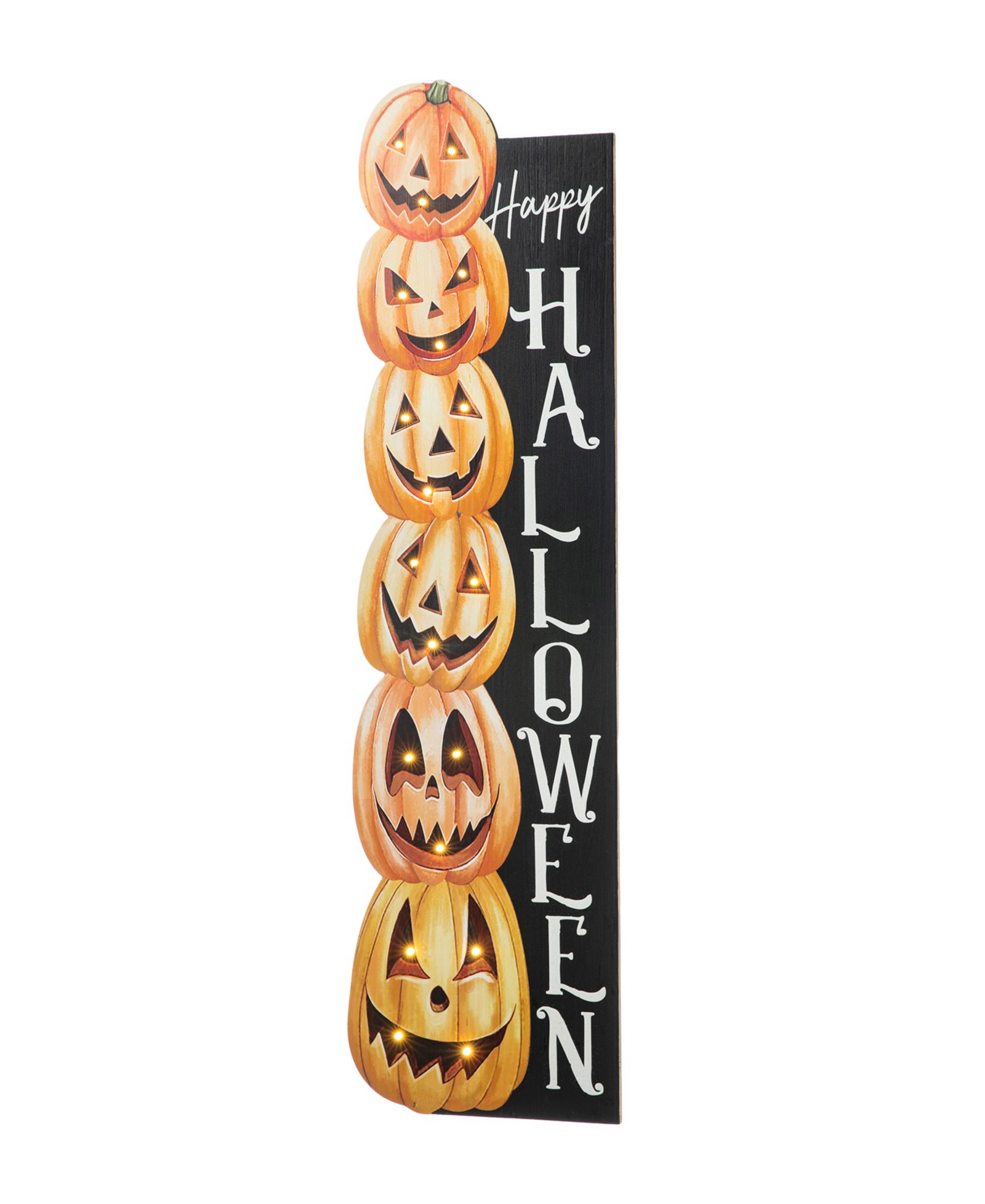 Glitzhome 42"H Lighted Halloween Wooden Stacked Pumpkins Porch Sign with Timer