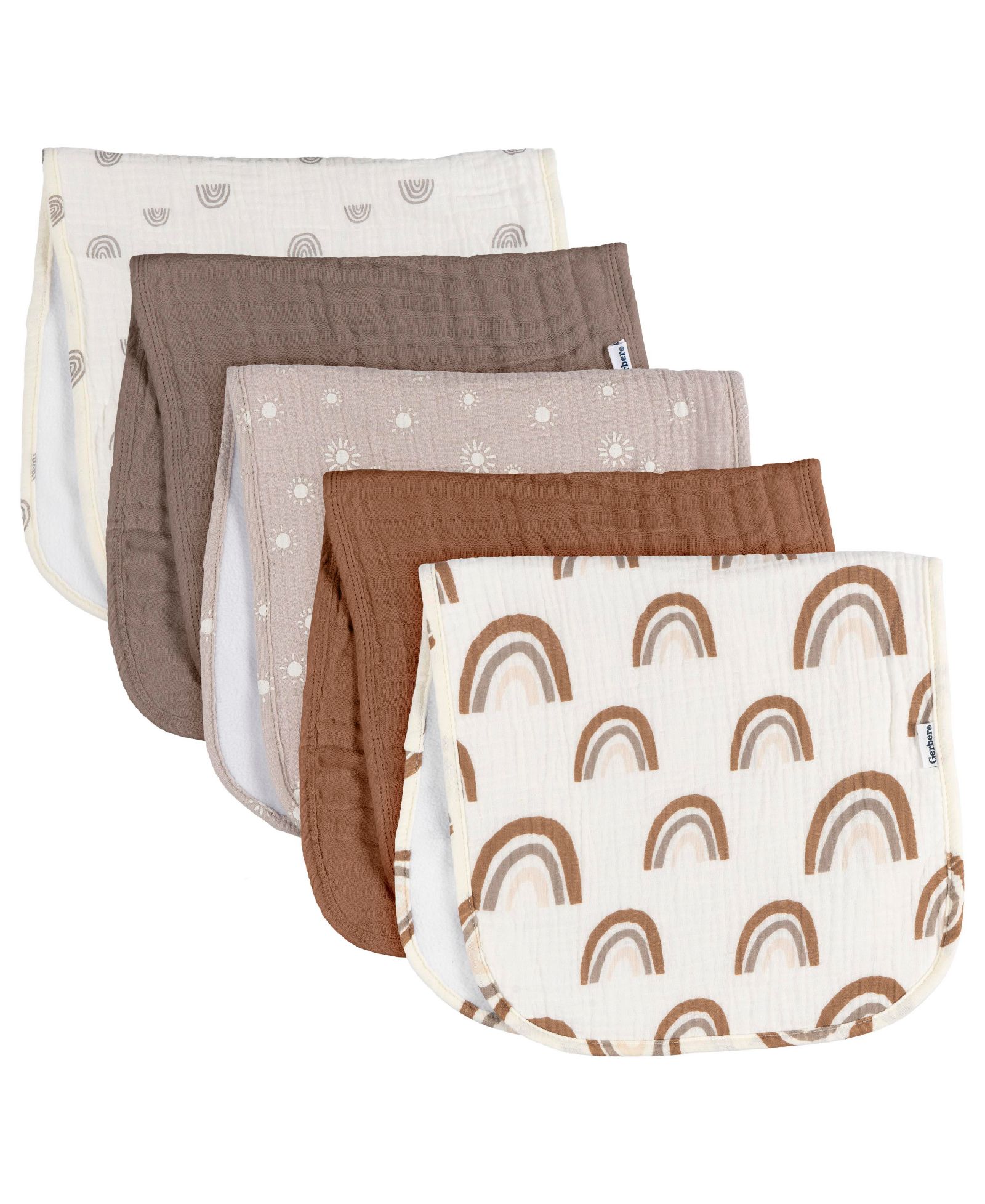 Gerber Baby Neutral Stars Muslin Burpcloths - 5-Pack