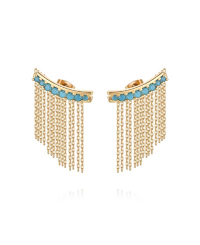 Ettika Turquoise Bead 18k Gold Plated Ear Crawler