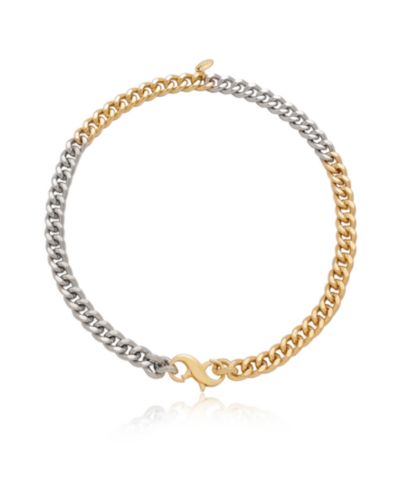 Ettika Mixed Metal Chain Link Rhodium and 18k Gold Plated Necklace