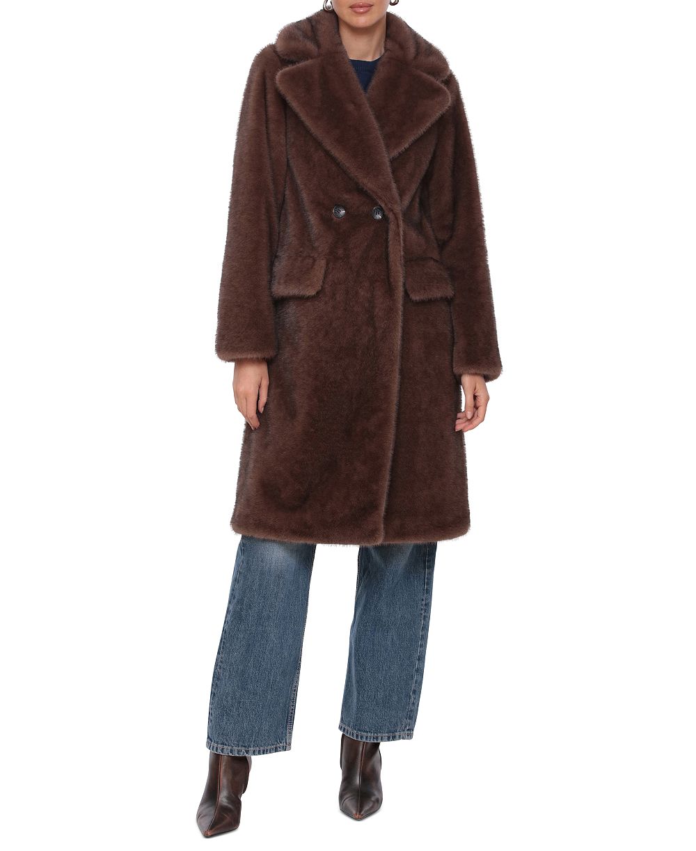 Avec Les Filles Women's Notched-Collar Faux-Fur Coat