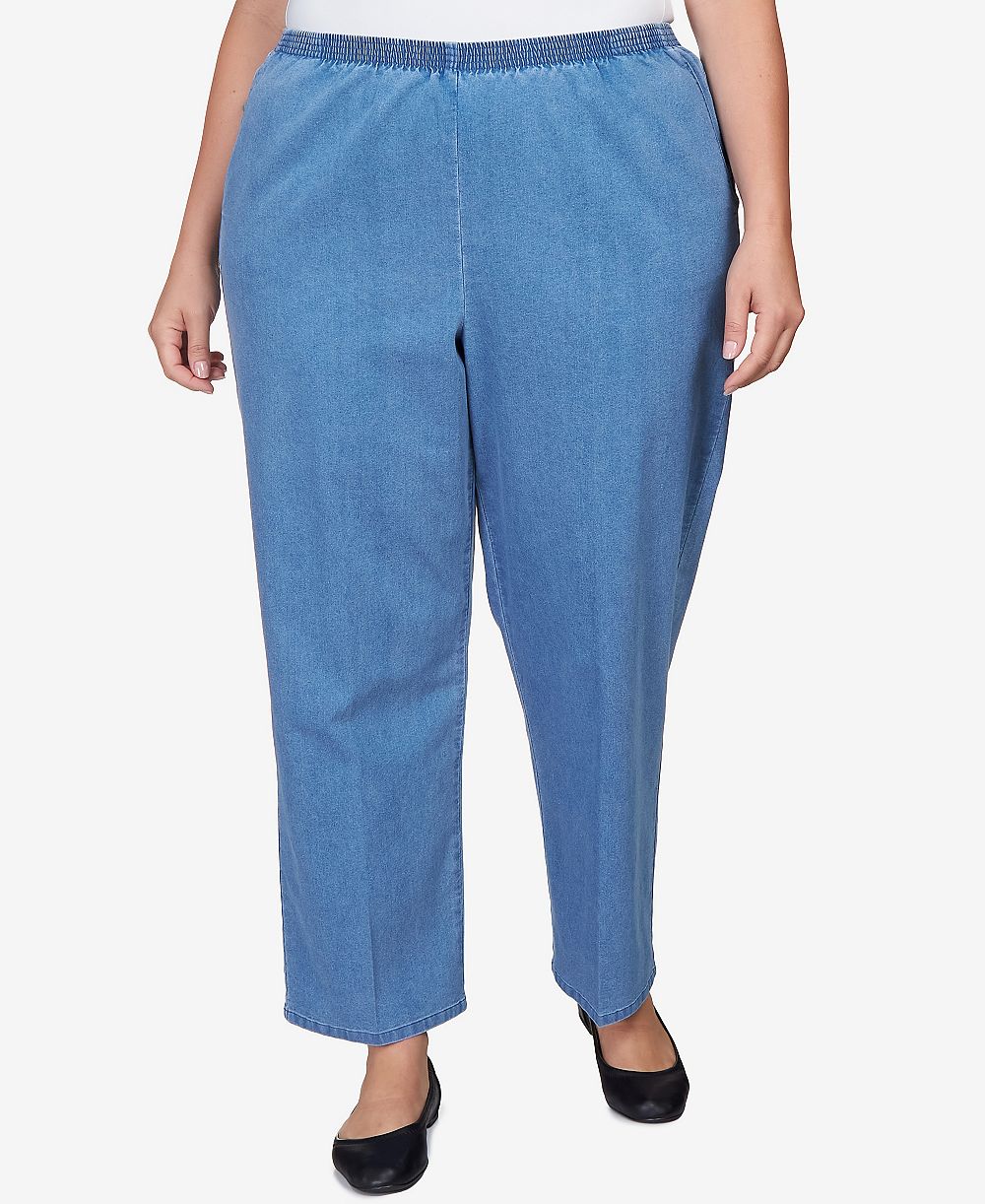 Alfred Dunner Plus Size Elastic Waist Average Length Denim Pant