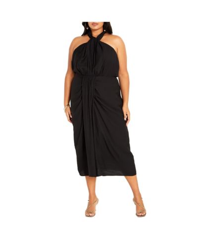 CITY CHIC Women's Briella Halter Twist Front Midi Dress
