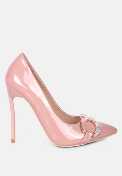 COCKTAIL Womens Buckle Embellished Stiletto Pump Shoes