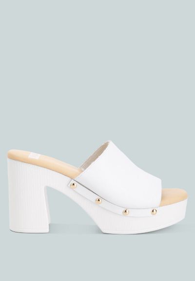 Drew Leather Block Heel Clogs