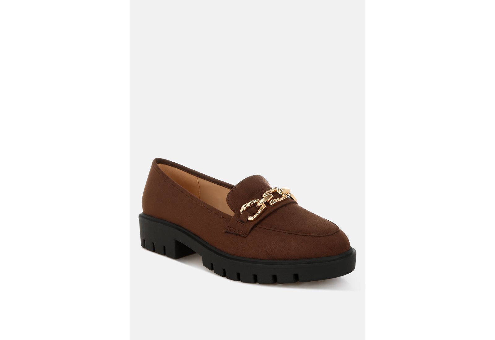 London Rag Jacop Micro Suede Metal Chain Link Loafers