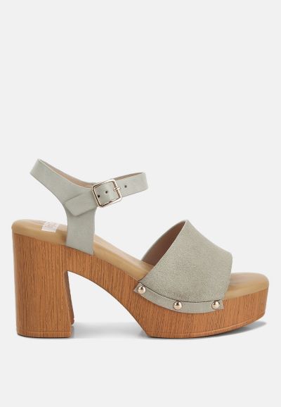 Rag & Co Women's Daniela Genuine Suede Leather High Block Sandals