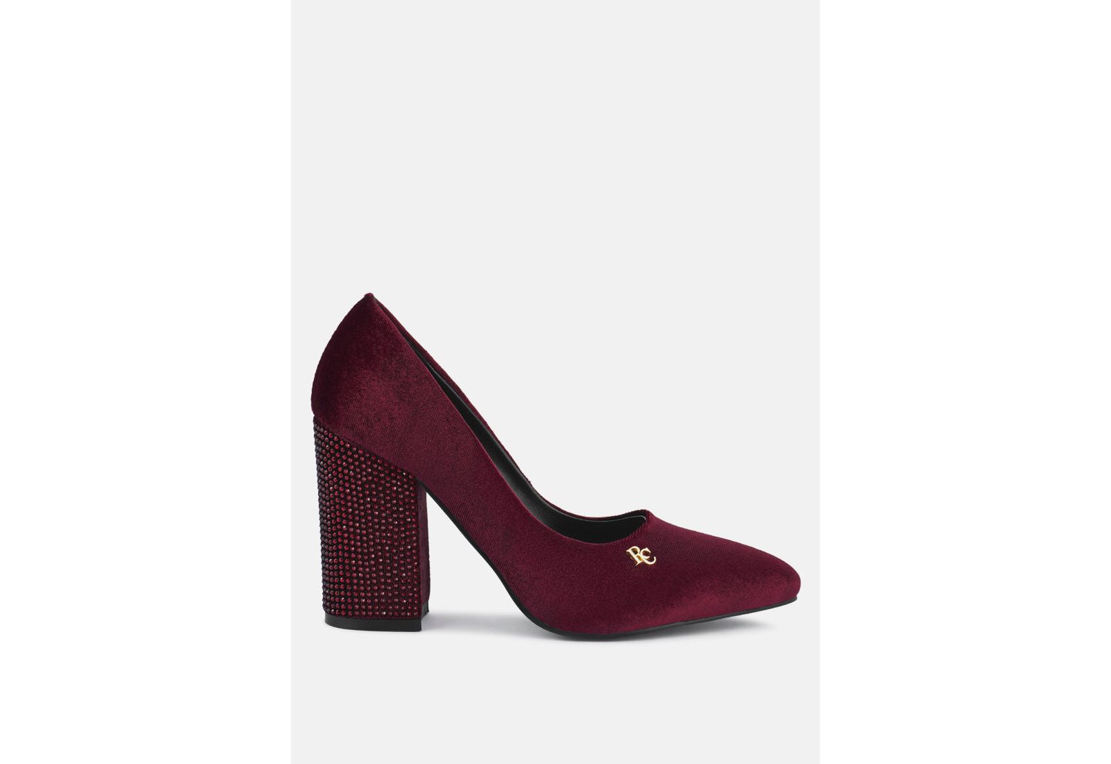 CYBER-GIRL Womens Rhinestone Block Heeled Pumps