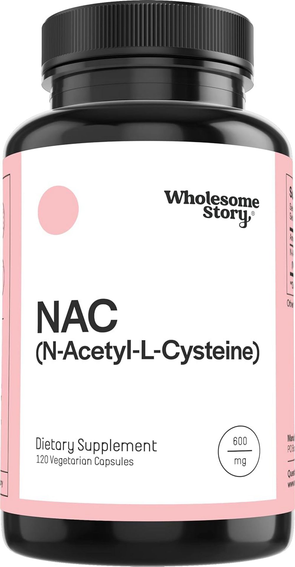Добавка Wholesome Story NAC N Acetyl Cysteine 600 mg | Поддержка печени, легких и фертильности | 120 капсул | запас на 30 дней
