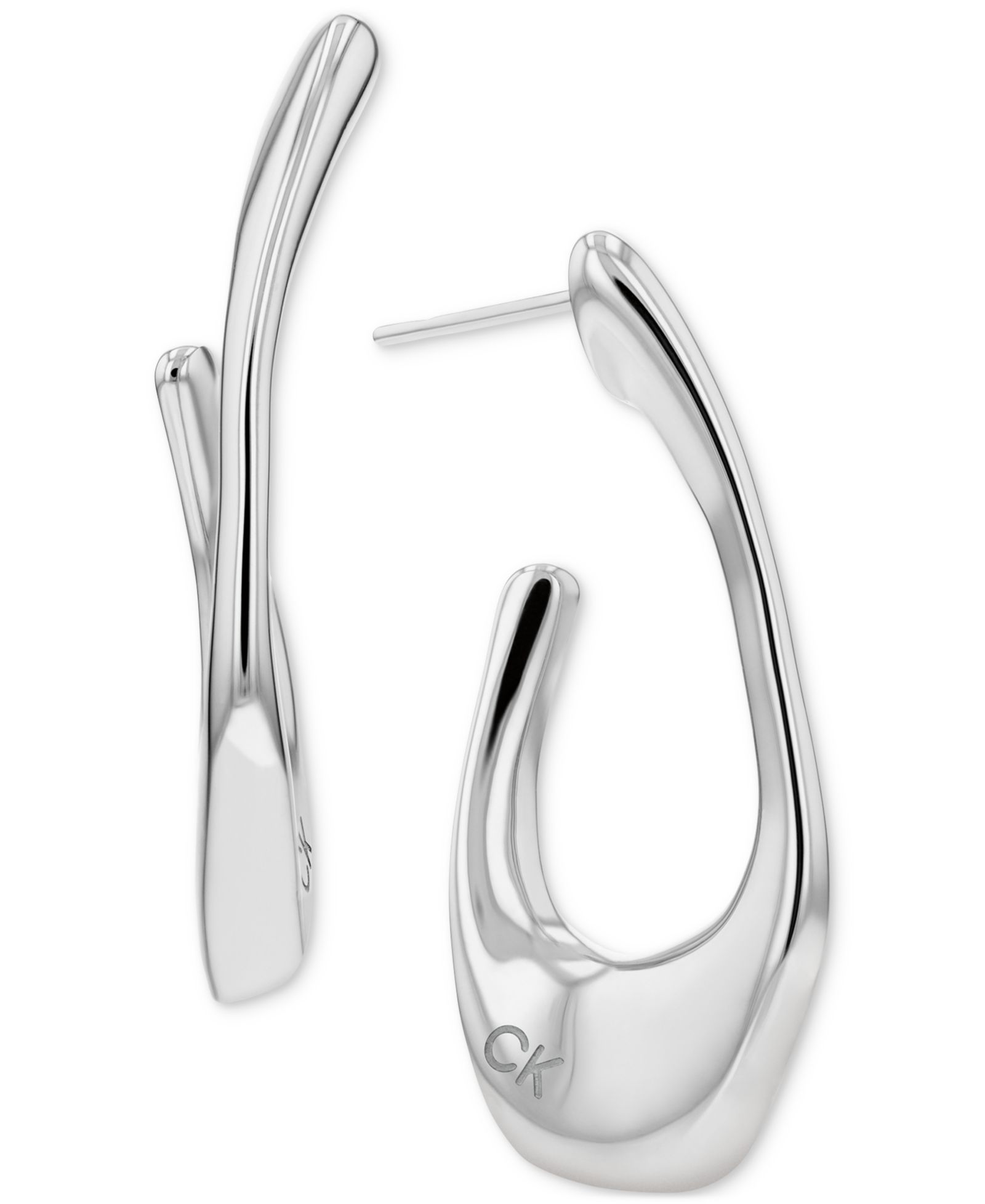 Серьги-кольца Calvin Klein из нержавеющей стали с логотипом