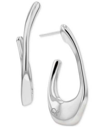 Серьги-кольца Calvin Klein из нержавеющей стали с логотипом