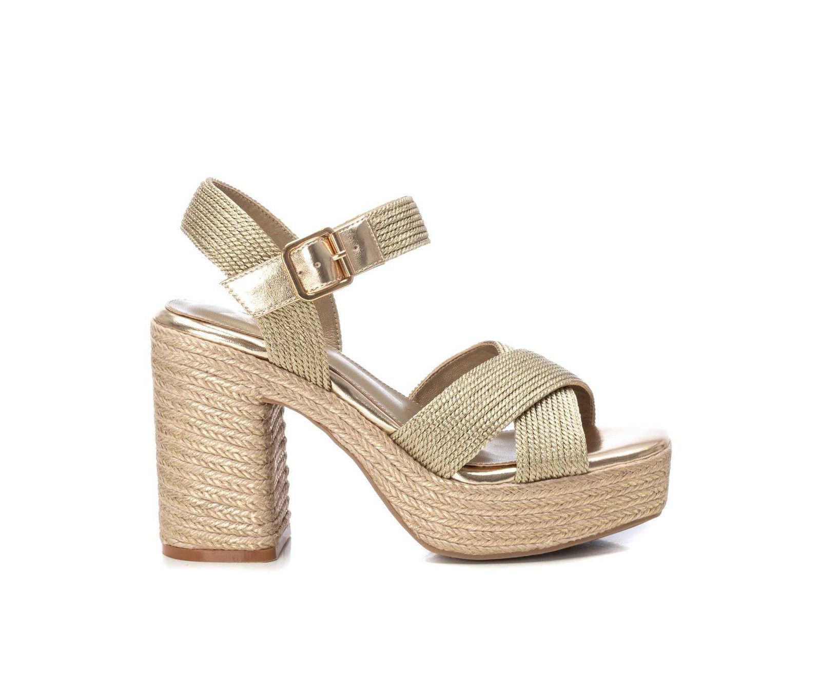 Women's Heeled Jute Platform Sandals By XTI