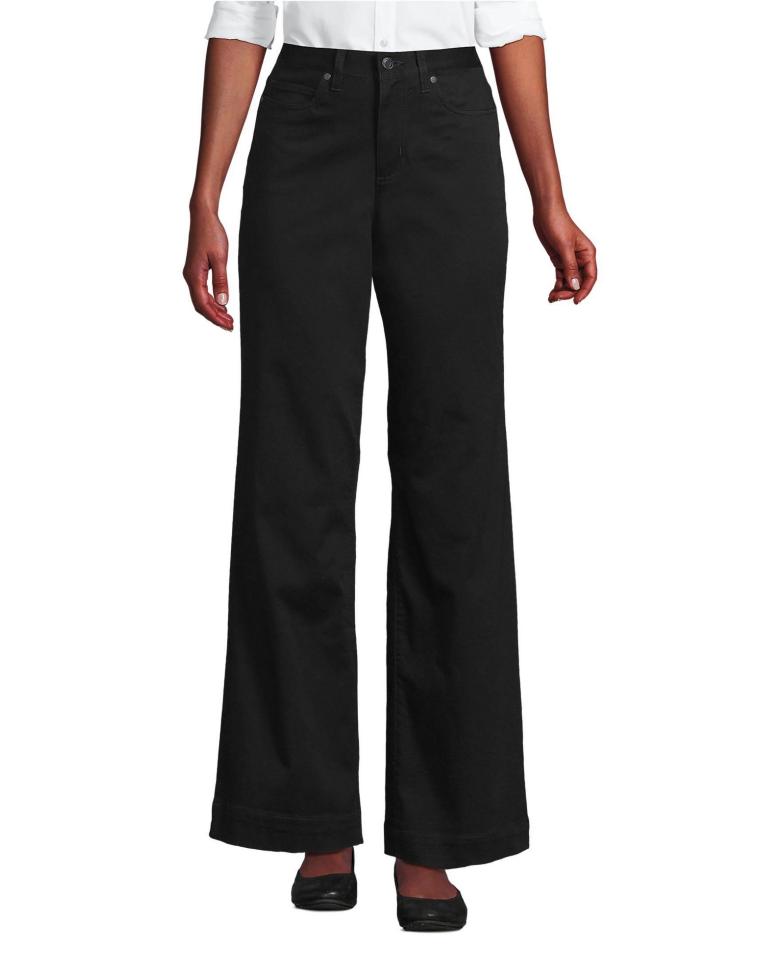 Lands' End Women's High Rise 5 Pocket Wide Leg Chino Pants