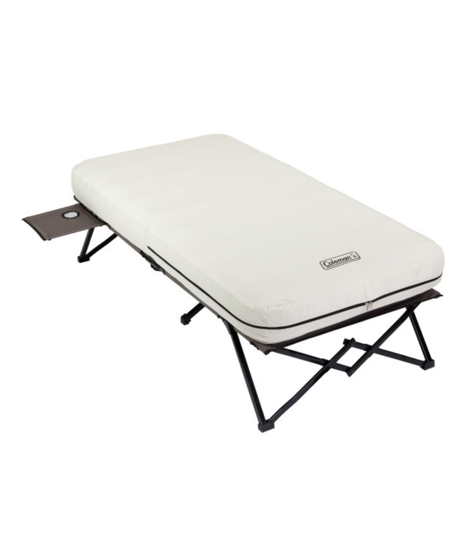 Coleman Camping Cot with Side Tables, Air Mattress & Battery Pump, Twin