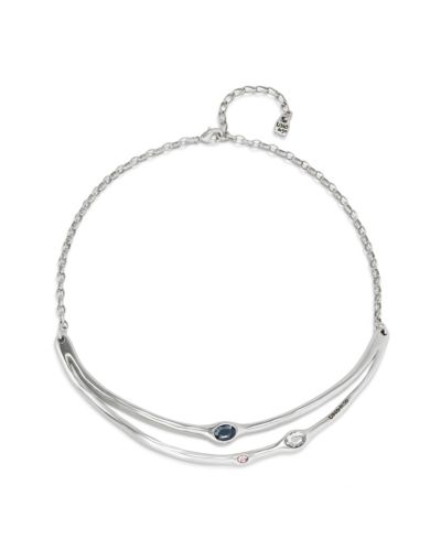 UNOde50 Sterling Silver Plated Metal Alloy Rigid Necklace with Faceted Crystals