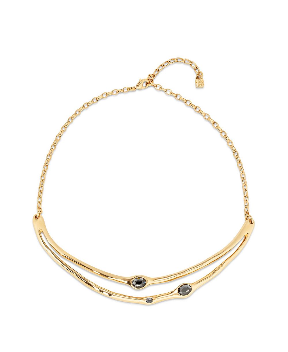 Металлическое колье UNOde50 18K Gold-Plated с черными кристаллами