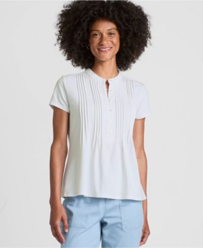 Женский топ Lands' End Lightweight Jersey Button Pintuck