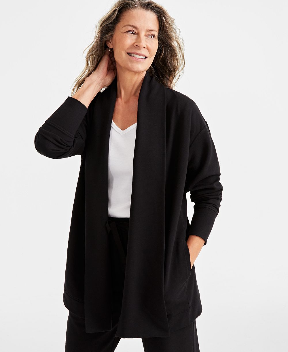Style & Co Women's LuxLounge Fleece Cardigan Sweater, Created for Macy's