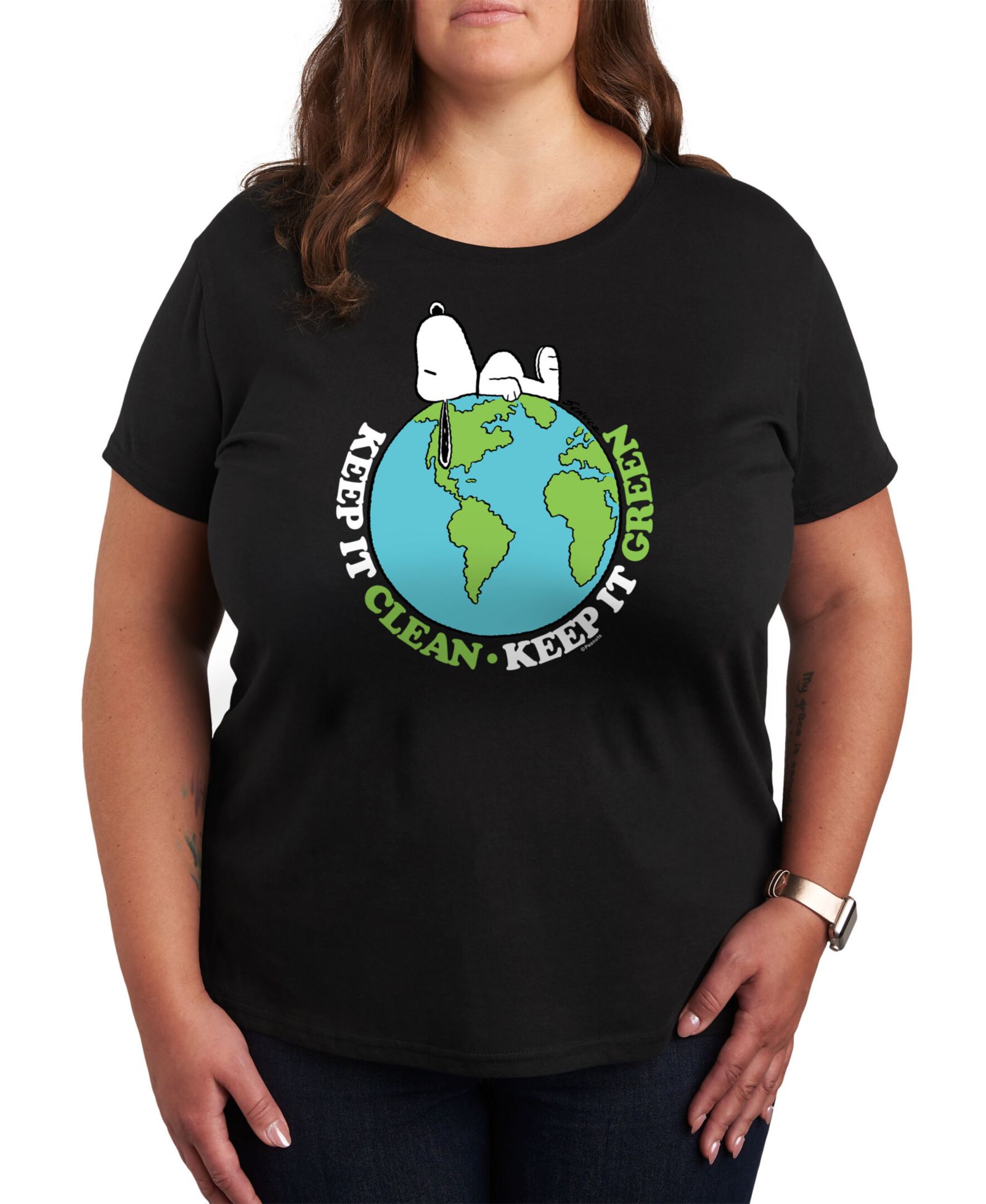 Плюс размер футболка Hybrid Apparel Snoopy Clean Earth Graphic